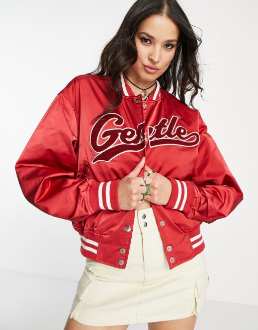 Weekday – Kali – College-Jacke aus Polyester in Rot - RED
