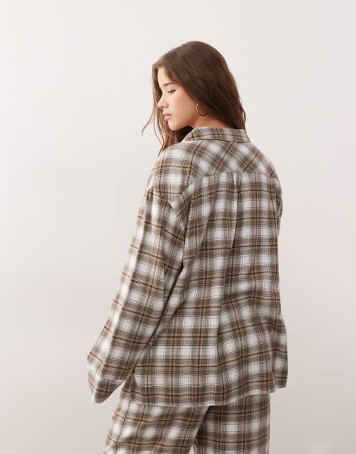 Weekday – Kariertes Lounge-Hemd in Schwarz und Weiß mit Oversize-Passform, Kombiteil, 4 von 4