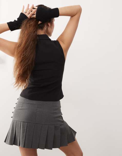 Weekday – Karin – Westen-Top in Schwarz mit durchgehendem Reißverschluss - view 1