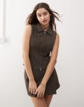 [Weekday] Weekday Karin zip through vest in brown herringbone (part of a set) 42 Brown herringbone