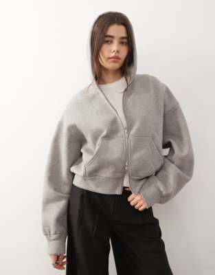 Weekday - Kastige Oversize-Kapuzenjacke in meliertem Grau
