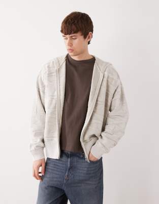 Kastiger Kapuzenpullover aus strukturiertem Jacquard in Beige-Neutral Neutral XS