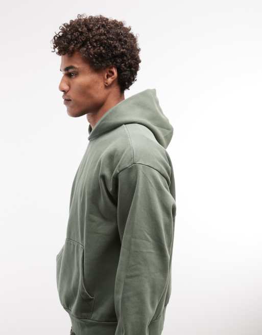 Weekday – Kastiger Oversize-Kapuzenpullover in Dunkelgrün, 5 von 5