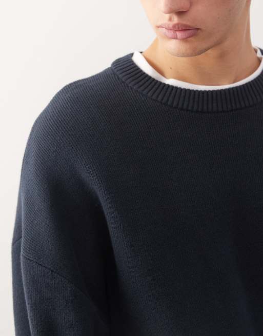 Weekday – Kastiger Oversize-Pullover in Marineblau, 5 von 5