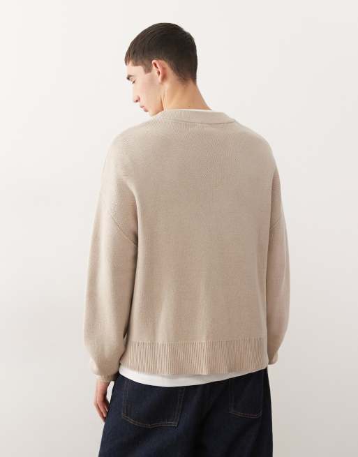 Weekday – Kastiger Strickpullover in hellem Maulwurfbraun, 3 von 5