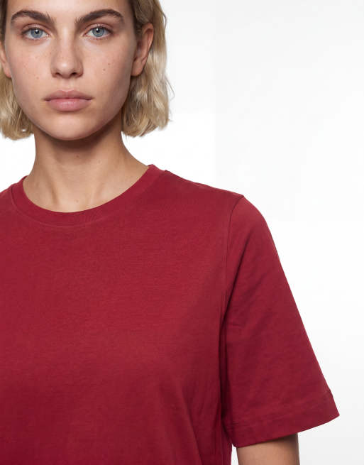 Weekday – Kastiges T-Shirt in Kirschrot, 3 von 4