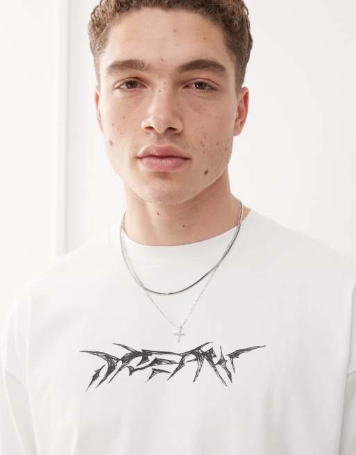 Weekday – Kastiges T-Shirt in Weiß mit Grafikprint vorne, 3 von 4