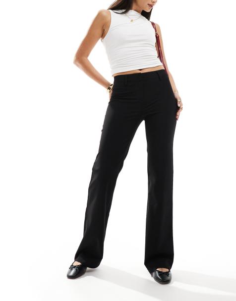 Weekday Kate low waist slightly flared trousers in black - view 1