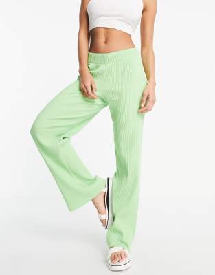 green ribbed pants