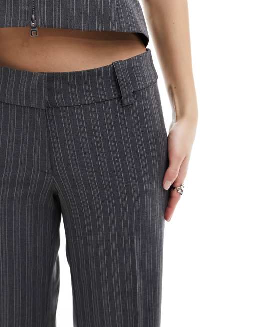 Weekday Keel low waist pants in gray pinstripe - part of a set, 3 of 5