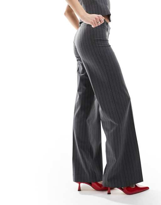 Weekday Keel low waist pants in grey pinstripe (part of a set), 5 of 5