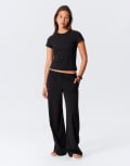 [Weekday] Weekday Kelly elasticated waist wide leg pants in black M Black