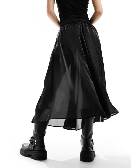 Weekday Kelly sheer full skirt in black