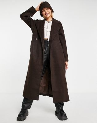 Weekday Kia belted coat in brown - ASOS Price Checker