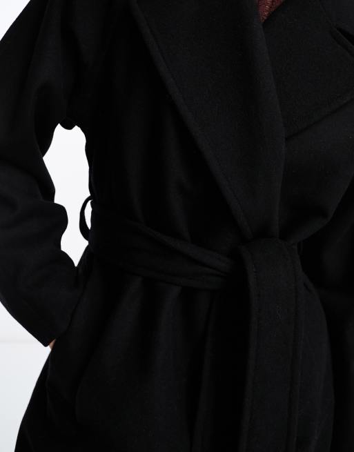 Weekday - Kia - Manteau oversize en laine mélangée avec liens à la taille - Noir, 3 de 4