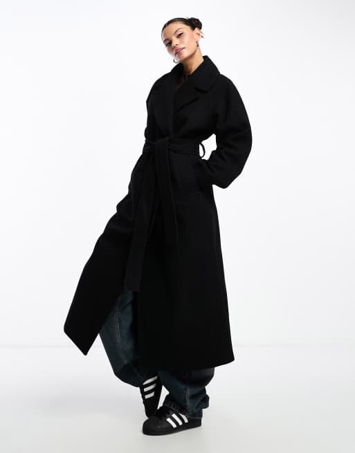 Weekday - Kia - Manteau oversize en laine mélangée avec liens à la taille - Noir, 4 de 4