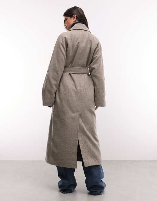 Weekday - Kia - Oversized jas van wolmix met gestrikte taille in gemêleerde molkleur, 2 van 4