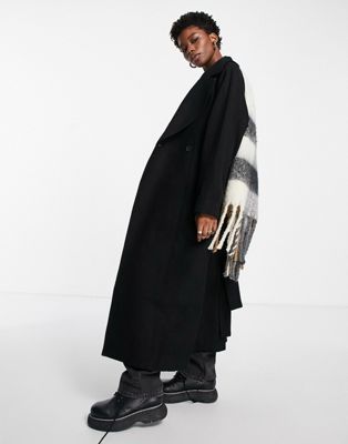 Weekday Kia wool belted coat in black - BLACK