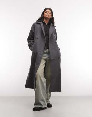 Weekday Kia Wool Blend Oversized Coat With Tie Waist Detail In Black