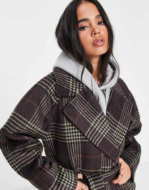 Checked shop wool coat