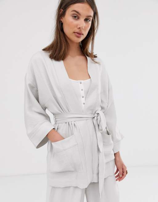 Weekday - Kimono et pantalon ajusté - Beige clair (ensemble), 2 de 3