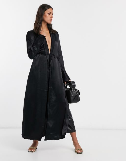 Kimono satin shop noir femme