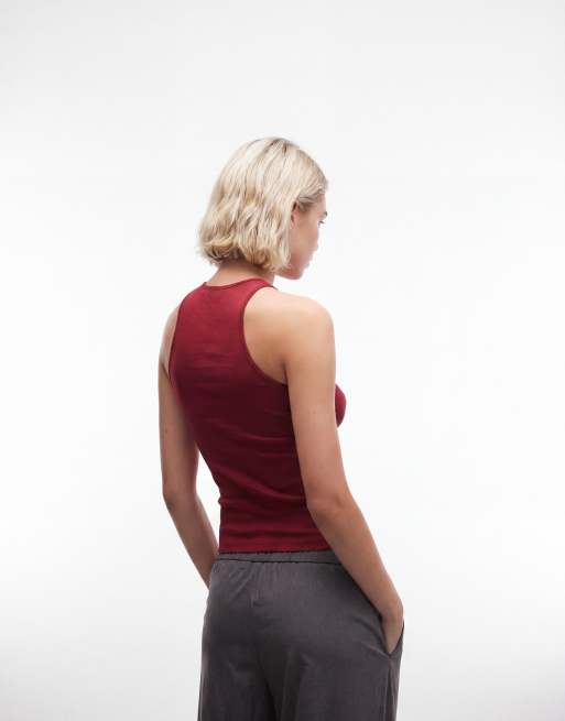Weekday - Kirsebærrød højhalset tanktop, 4 af 4