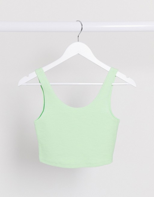 Weekday Kitty organic cotton shirred cami top in mint green