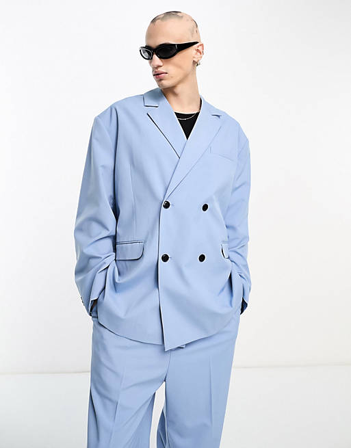 Weekday Klas loose fit blazer in powder blue exclusive to ASOS - part of a  set | ASOS