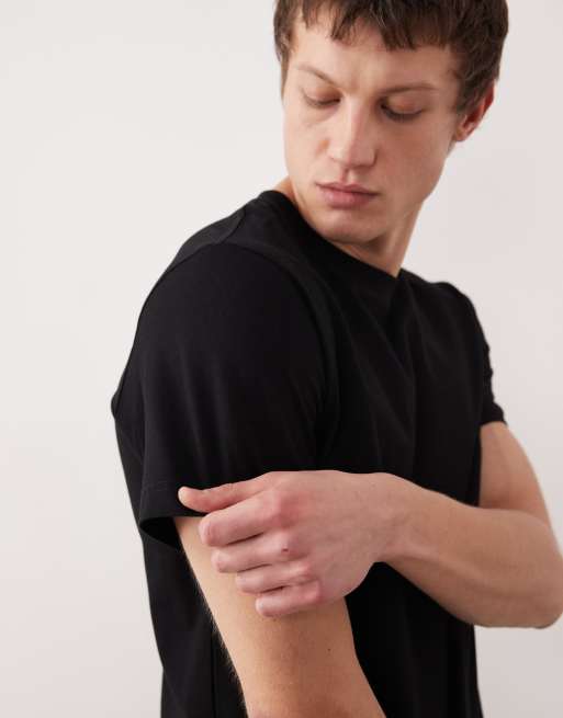 Weekday - Klassiek recht T-shirt van zware jersey in zwart, 5 van 5