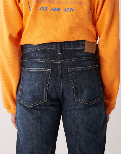 Weekday - Klean - Jeans met rechte pijpen in donkerblauw met wassing, 5 van 5