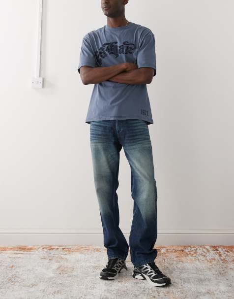 Weekday – Klean – Jeans mit Waschung in Vintage-Blau und geradem Bein - view 1