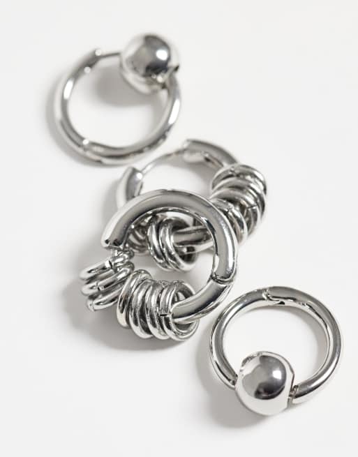 Weekday kleine Creolen im 2er-Pack in Silber, 4 von 5
