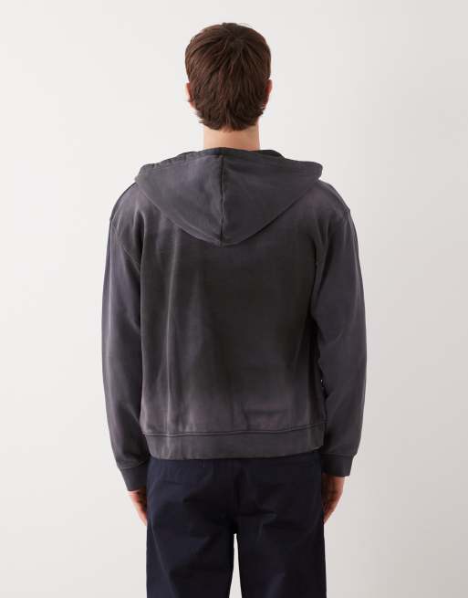 Weekday – Knapp geschnittene Kapuzenjacke in verwaschenem Schwarz mit Reißverschluss, 5 von 5