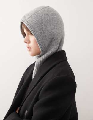 Weekday Knit Balaclava Hood In Gray