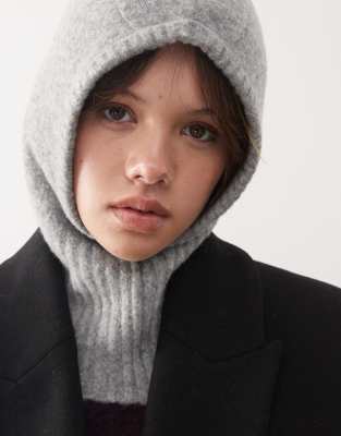 Weekday Knit Balaclava Hood In Gray