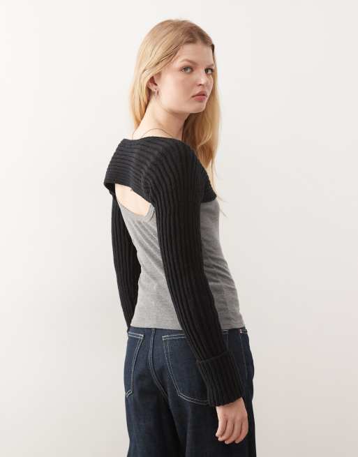 Weekday knit bolero in black, 4 of 4