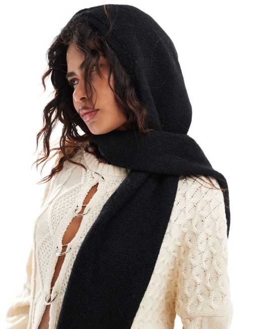 Weekday knit hooded scarf in black | ASOS