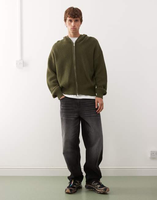 Weekday knit hoodie in khaki
