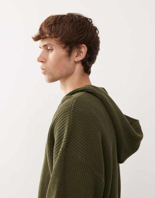 Weekday knit hoodie in khaki