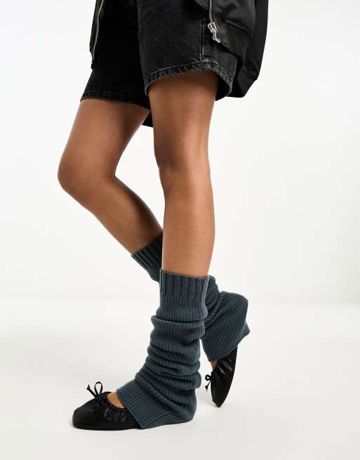 Weekday Knit Leg Warmers In Steel Blue ASOS, 45% OFF