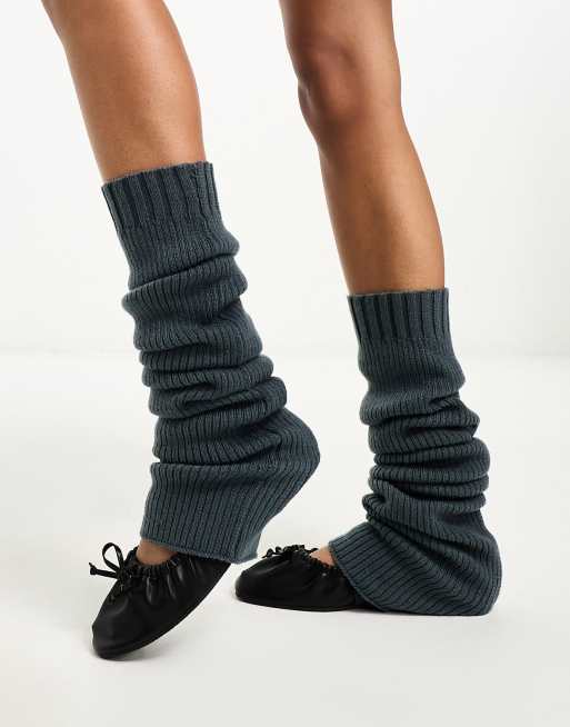 ASOS DESIGN knitted leg warmer in white