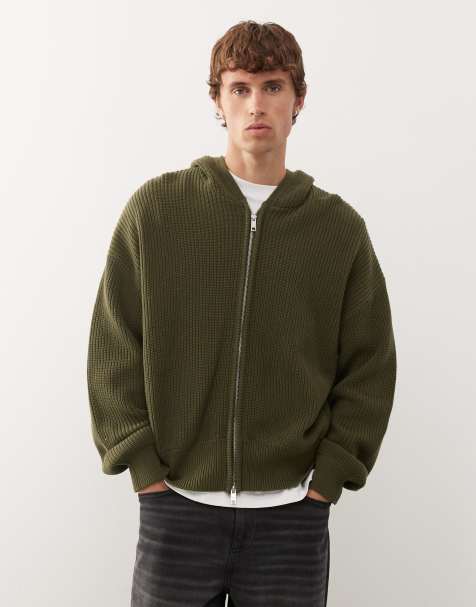 Weekday knitted hoodie in khaki - view 1