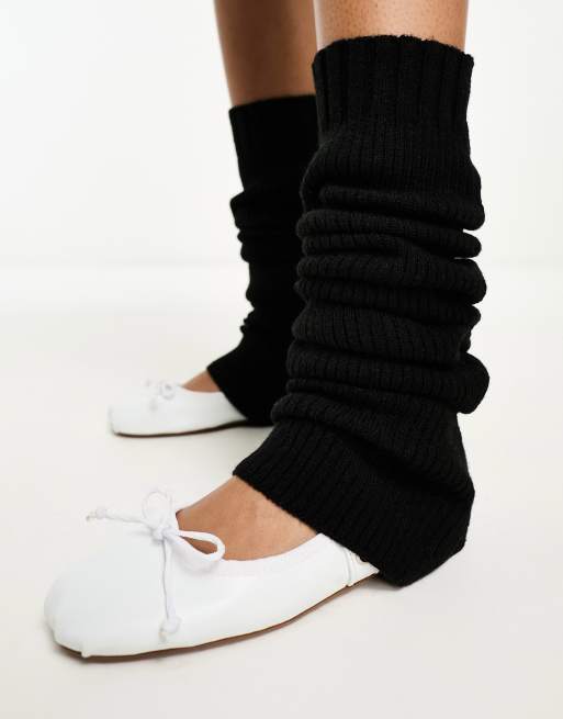 ASOS DESIGN knitted leg warmer in white