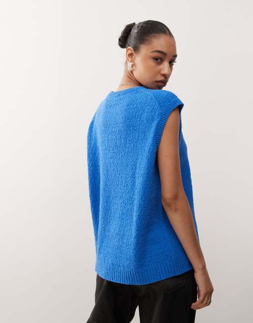 Weekday knitted vest in blue, 4 of 4