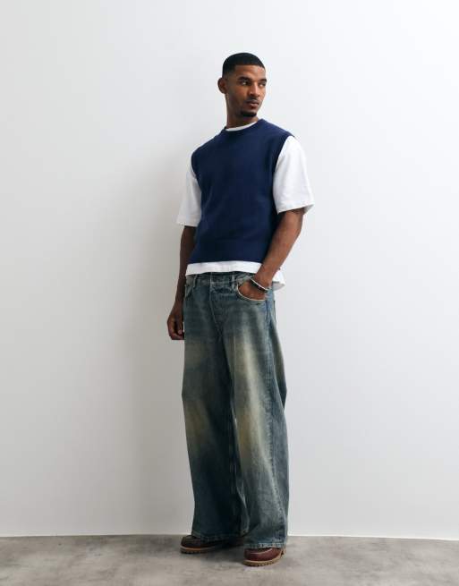 Weekday knitted vest in dark blue, 2 of 5