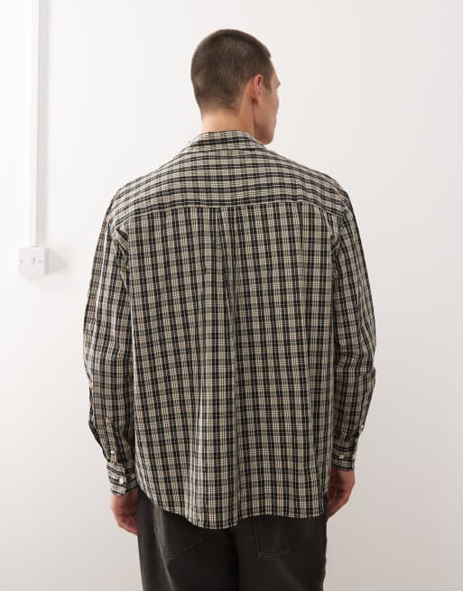 Weekday – Koszula oversize w bezowo-czarną kratkę, 3 z 5