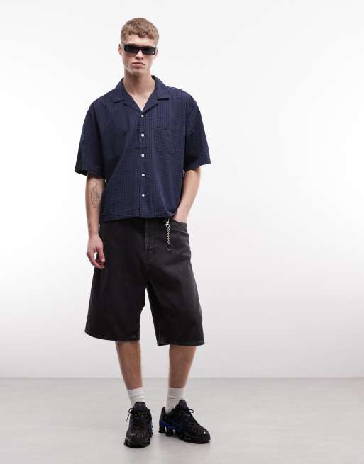 Weekday – Koszula oversize z krótkimi rękawami w granatowo-niebieską kratę, 2 z 5