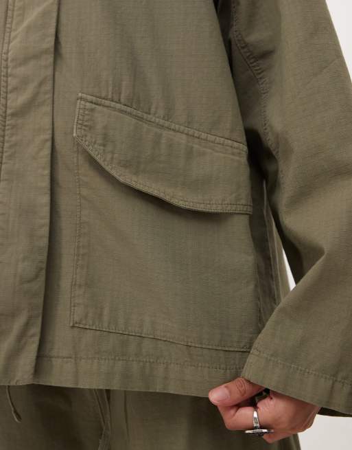 Weekday – Kovu – Mieszaj i łącz – Kurtka oversize z tkaniny ripstop w kolorze khaki, 3 z 4