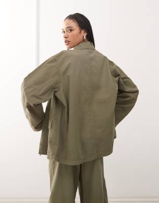 Weekday Kovu Mix & Match Ripstop Oversized Jacket In Brown